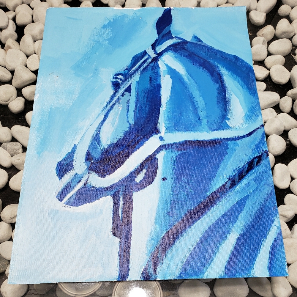 CLOSING SALE Original monochromatic horse painting